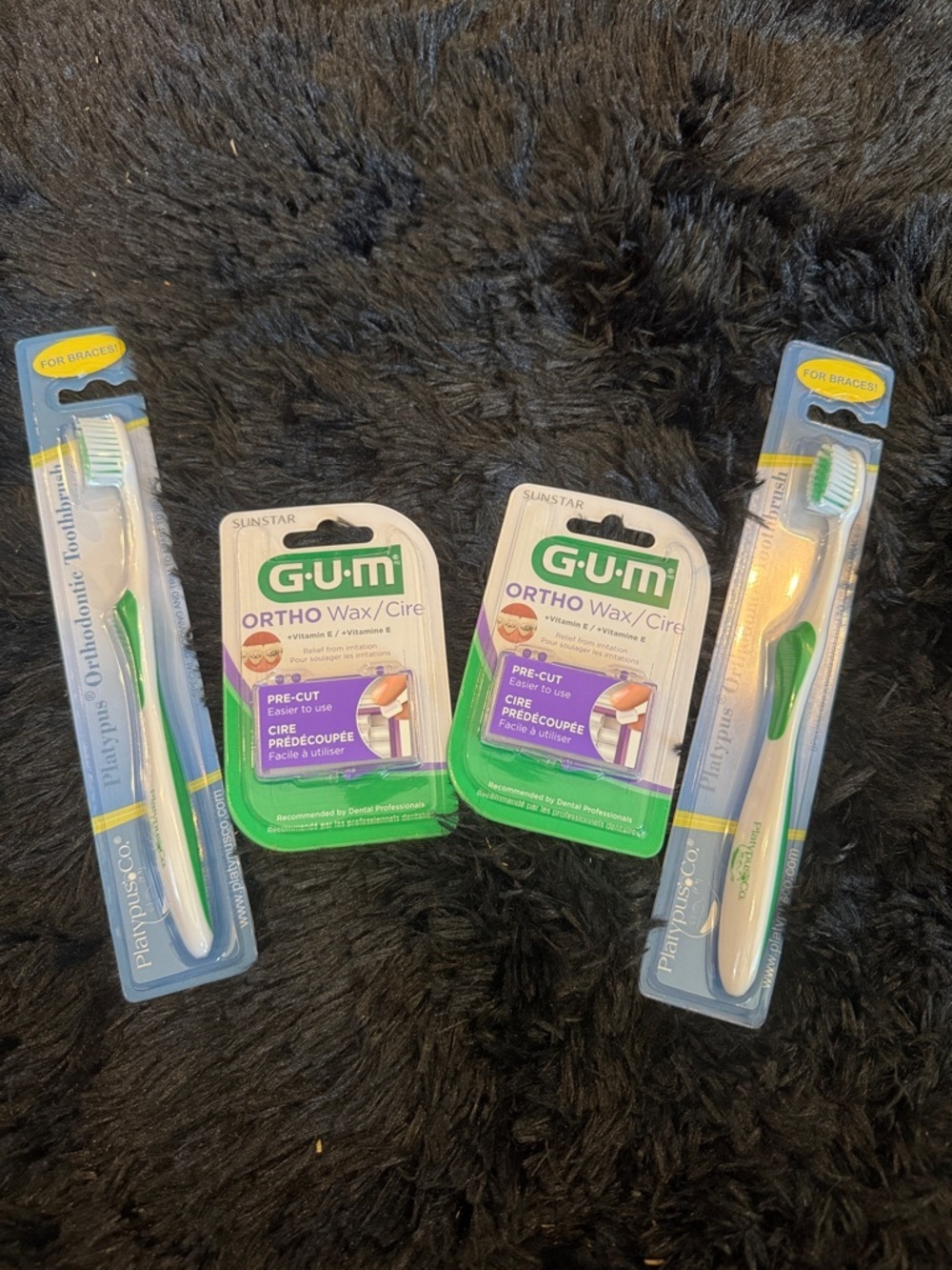 GUM Ortho Wax & Orthodontic Toothbrush Bundle - Green/White- BUNDLE